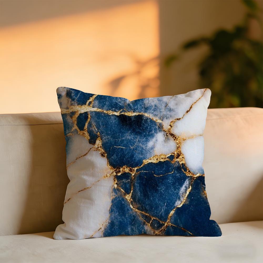 Marble Texture Cushion Cover Cozy Velvet Throw PillowSoft Warm Cushion For Sofa Bed