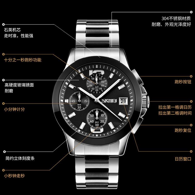Moment Beauty Men's Watch Waterproof Fashion Quartz Watch Trend Business Men's Watch Steel Belt Retro Watch