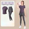 Women's High-End Short-Sleeve Sport T-Shirt & Fitness Set - Breathable, Quick-Drying Yoga and Running Wear