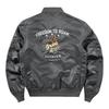 Autumn Men MA-1 Flight Bomber Jacket Badge Embroidery Patches Rib Knit Collar Zip Up Windproof Army Pilot Military Streetwear Casual Outerwear Coat