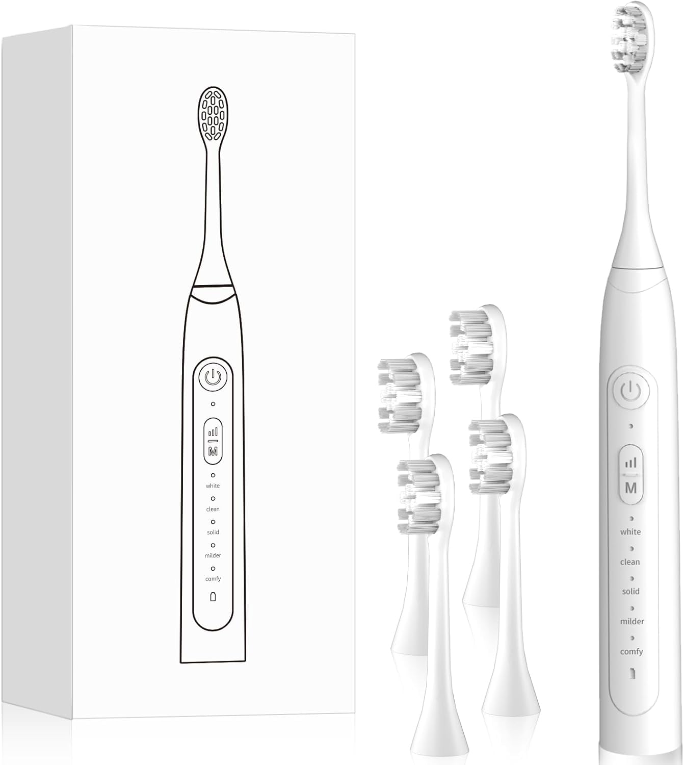 

Эксклюзивная для Amazon.co.jp Электрическая зубная щетка IKERY Звуковая электрическая звуковая зубная щетка IPX7 Водонепроницаемая USB Перезаряжаемая 5 режимов Вибрирующая зубная щетка 30