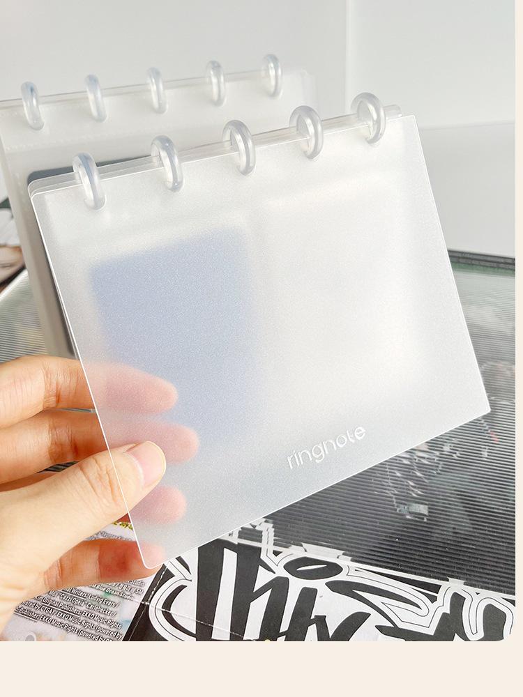 RINGNOTE Compact 3" Transparent 2-Pocket Card Album with Mushroom Hole for Desktop Display