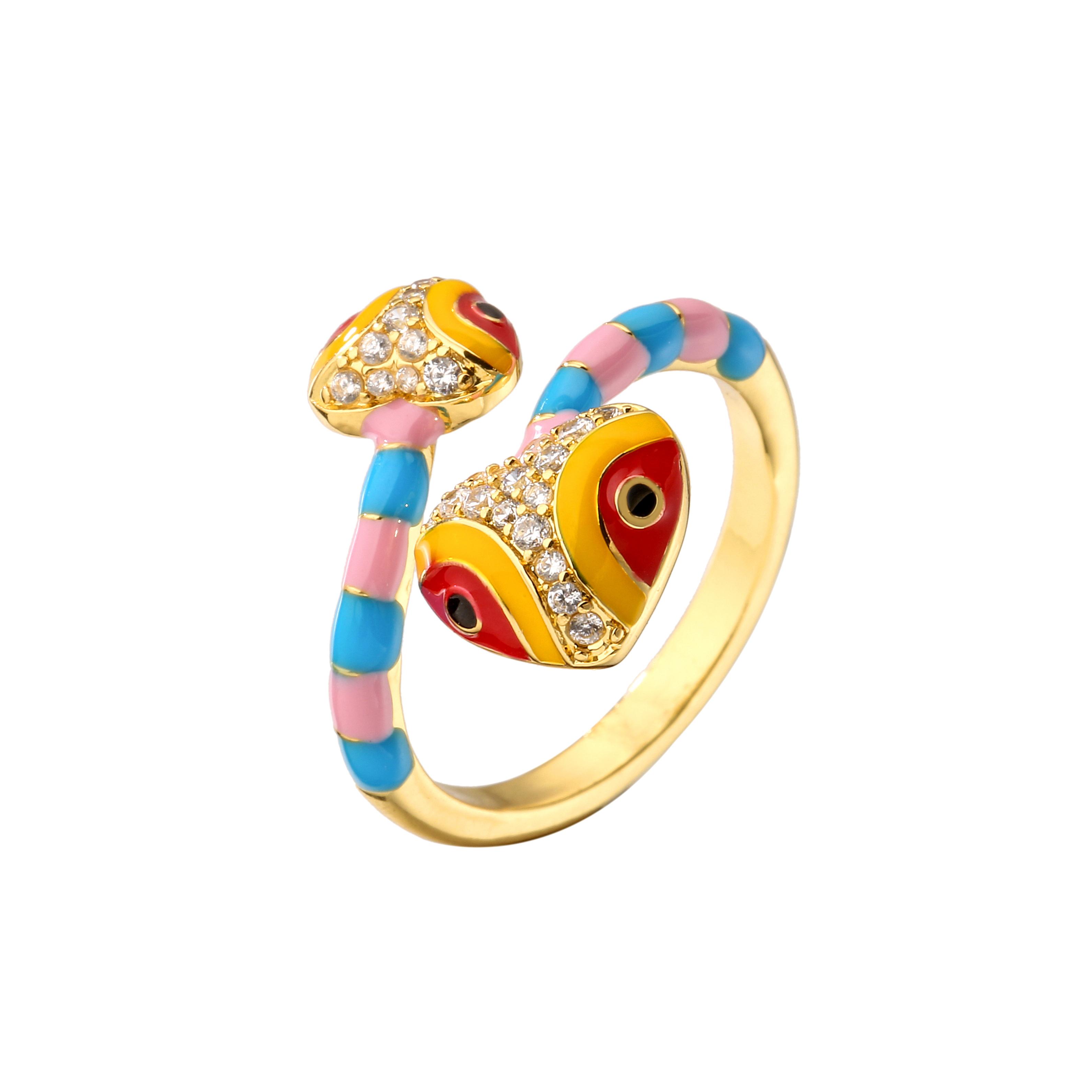 Trendy Snake Ring For Women Heart Shaped CZ Open Adjustable Finger Ring Party Jewelry Gift