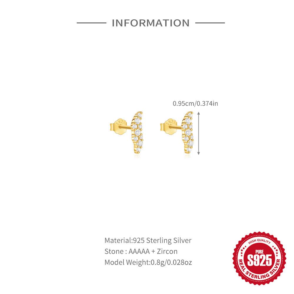 Fashion S925 Sterling Silver Classic Diamond-Encrusted Daily Temperament Stud Earrings Women'S S-Shaped Simple Classic Earrings
