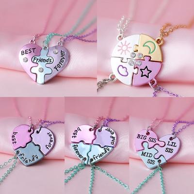 Portable Friend Necklace Adjustable BFF Friendship Jewelry Puzzle Pendant  Kids Jewelry