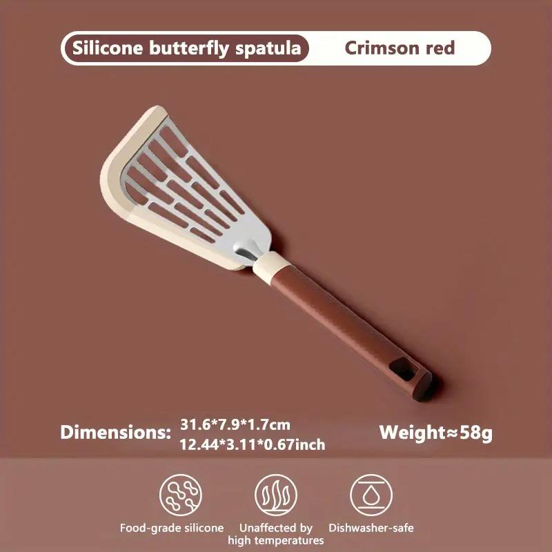 1PCS Multifunctional Silicone Striped Fish Steak Spatula Heat-resistant Non-stick Omelette Spatula Omelette Fish Spatula