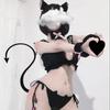 Katze Cat Cosplay Temptation Zavinovačka Prsa Láska Spodní prádlo Rekvizity Jednotný tříbodový kostým Ženy Kawaii Sexy spodní prádlo