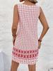 European & American Summer Plaid Print Casual Round Neck Dress for Women