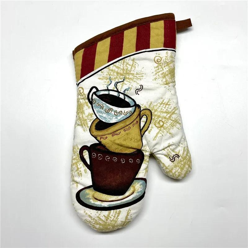 1Pc 18x33cm Cotton Retro Printed Thicken Kitchen Baking Oven Mitts Anti-Hot Microwave Insulation Glove Pad
