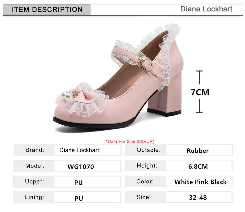 Fashion 2025 Women High Heels Cross Strap Mary Jane Pumps Party Wedding White Pink Black Bow Lace Beads Princess Cosplay Lolita Shoes