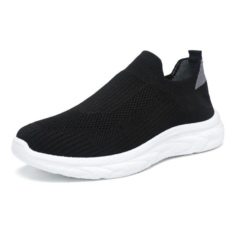 Men s Flyknit Mesh Slip-On Sports Shoes – Comfortable, Breathable, and Casual Walking Shoes 44 чёрный