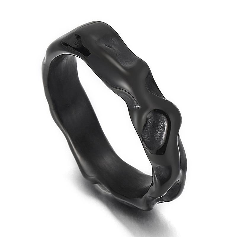 Ring, European and American Creative Personality Irregular Wave Men's Titanium Steel Ring