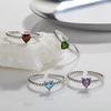 Personalized Simple Love Heart-Shaped Natural Color Treasure S925 Sterling Silver Ring Women'S Natural Garnet Topaz Open Ring