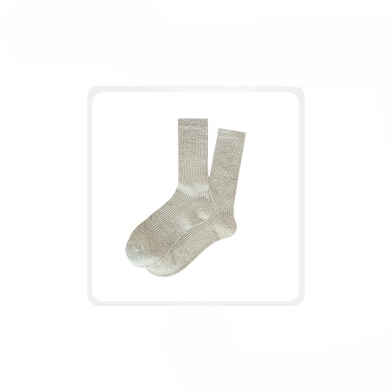 Female Spring and Summer Thin Vertical Stripe Simple Boneless Tube Stack Socks