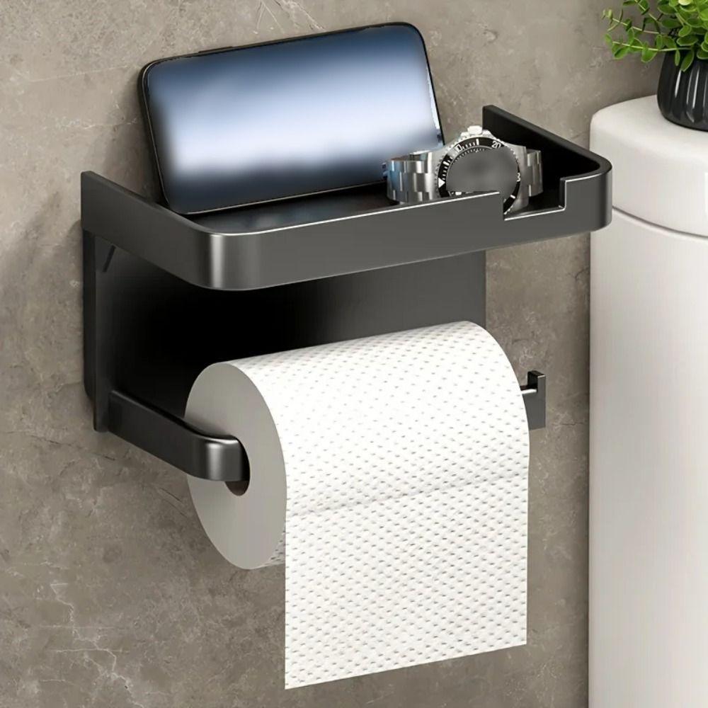 Wall-Mounted Roll Paper Storage Rack Aluminum Toilet Paper Container Paper Towel Holder  Restaurant