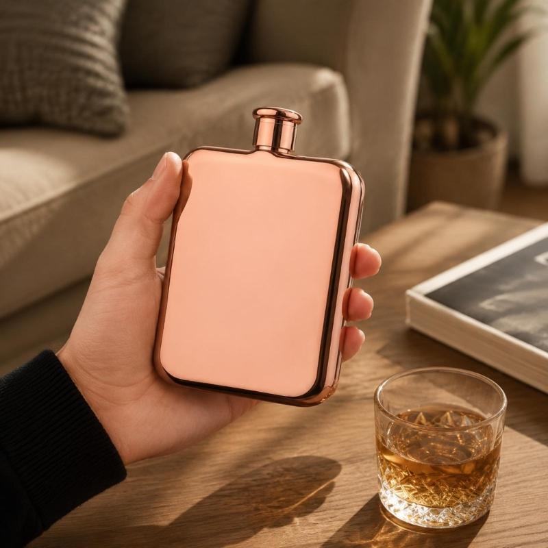 Portable Stainless Steel Square Hip Flask With Screw Lid, 7oz Small Pocket Liquor Bottle For Easy Carrying In Backpacks Or Bag