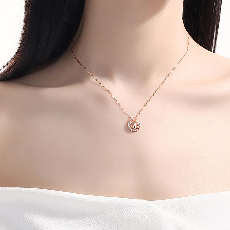 Little Prince Necklace Women Simple and Personalized Versatile Star Moon Pendant Clavicle Chain Neck and Neck Chain