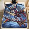 Mobile Suit Gundam Print Flannel Blanket, Warm Comfortable for Bedrooms, Sofas, Beds, Chairs -HE45