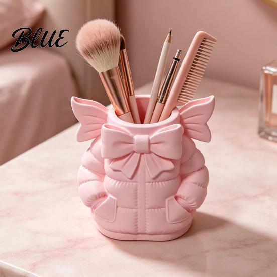 PLA Material Desk Storage Cute Bow Puffer Jacket Pen Holder 3D Printed Desktop Organizer Decorative Home Office Tidy Makeup Brush Cup Creative