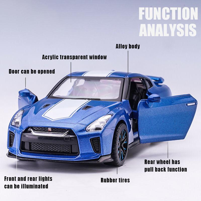 1/32 Adatto per GTR R35 50th Anniversary Mold Toys Car Toys Modelli di auto Giocattoli in metallo Serie di auto Giocattoli pullback per bambini