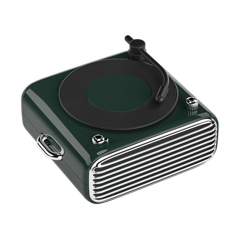 5W 6D Portable Solo Player Retro Record Player with Radio and TF Card Insertion Stereo Sound Effect Bluetooth Speaker 130*115*60mm