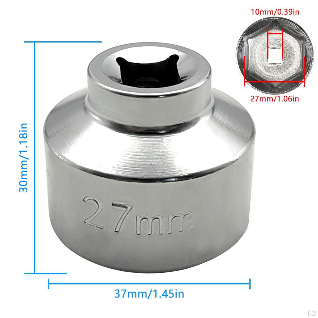 27 mm Low-Profile-Filterschlüssel-Stecknuss, Stahl, Ersatzteile, langlebiges 3/8-Zoll-Antriebs-Entfernungswerkzeug für