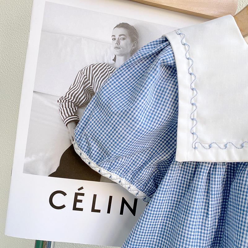 Sukienka dziewczęca w stylu preppy, dziecięca sukienka księżniczki, spódnica z marynarskim kołnierzem