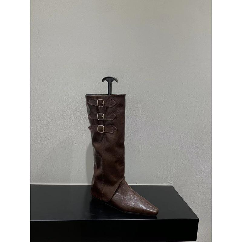 Inner Height Increasing Pointed Western Cowboy Boots Women's Shoes Single Boots Brown Medium Boots