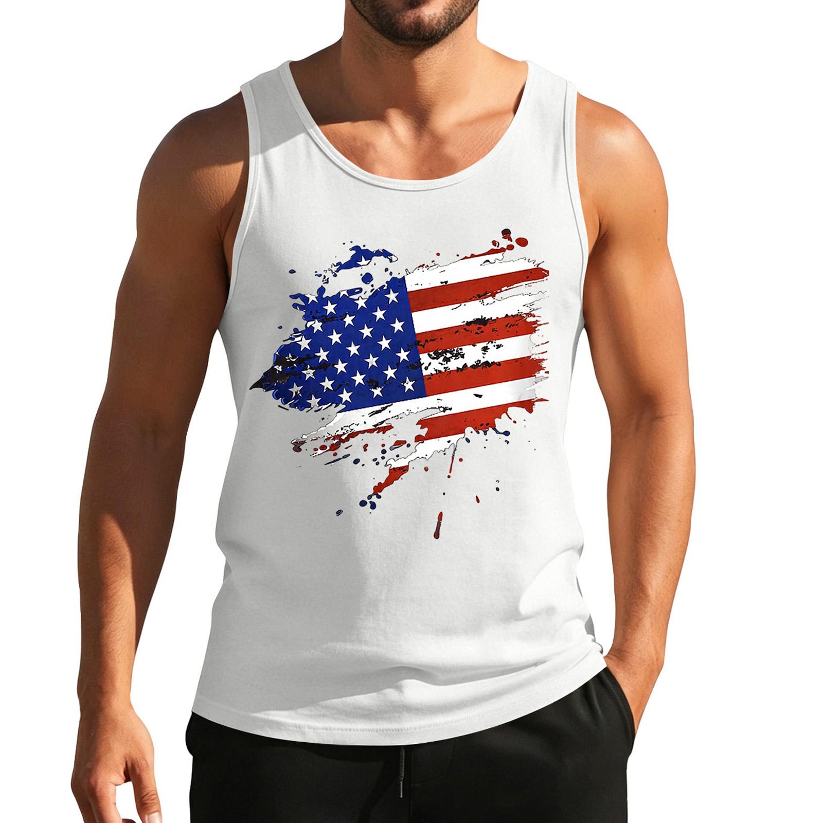 

Men s Casual Printed Sleeveless Tank Top Lightweight Breathable Fabric Summer Workout Vest for Outdoor Gym Training and Daily Wear XL білий