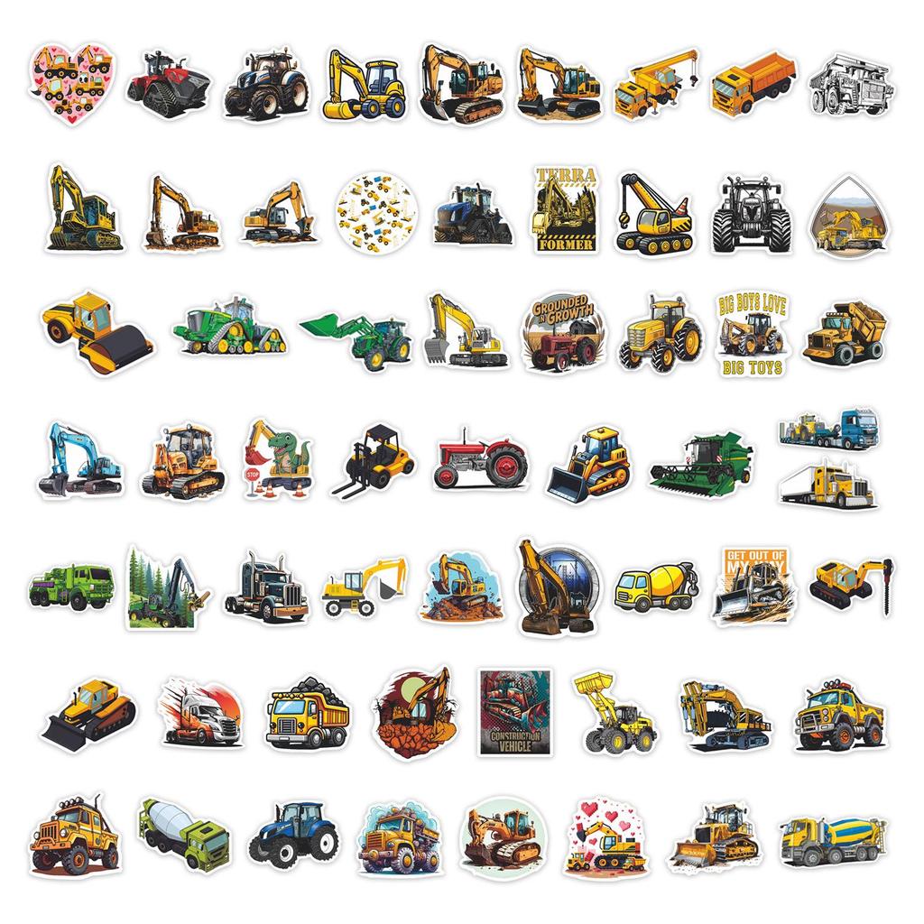 60 Waterproof Kids Construction Vehicle Cartoon Stickers for DIY Journal and Notebook Decoration