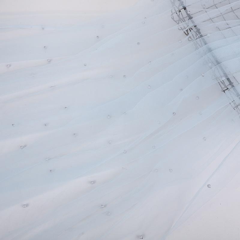 3D Pearl Beaded Mesh Wedding Dress Table Runner