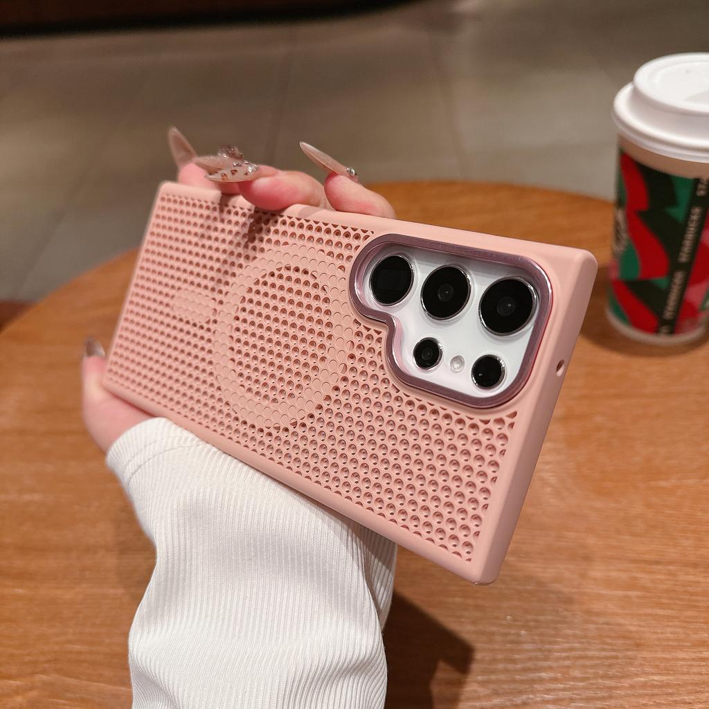 Honeycomb Mesh Cooling Suitable for Samsung S25 Ultra Skin Sensitive Magnetic Suction Mobile Phone Case S24 Ultra Anti Brush and Anti Fall Case