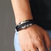 Multilayer Braided Leather Bracelet With Titanium Steel Buckle Punk Rope Wristband For Men
