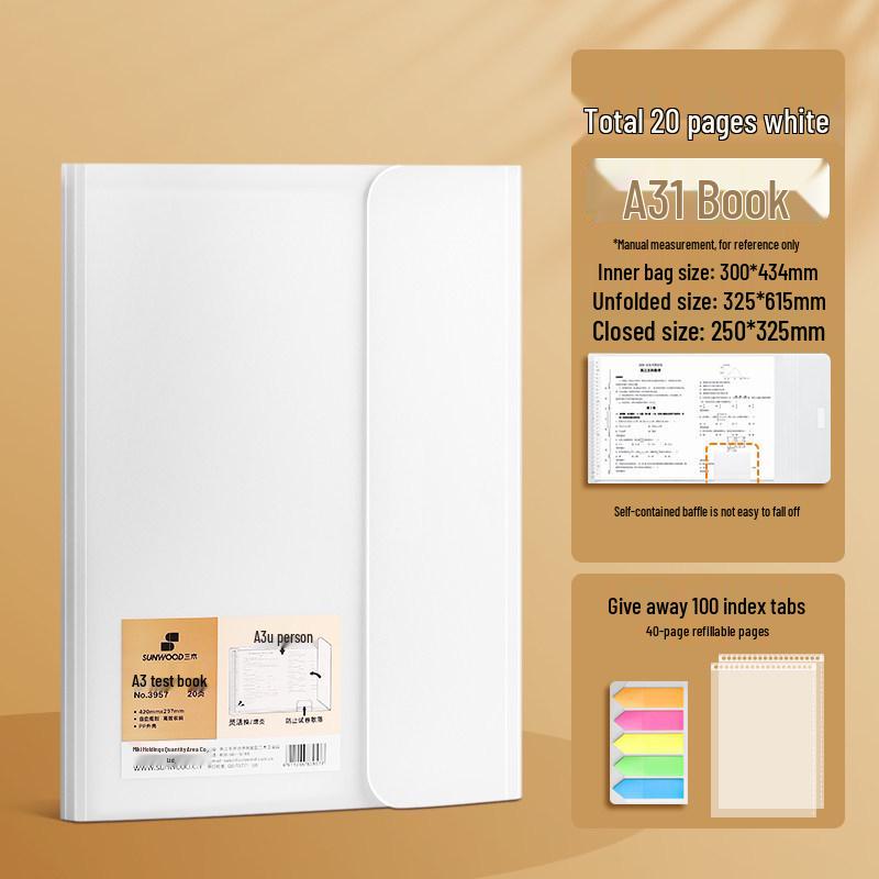 Large Capacity Test Paper Storage Bag with Transparent Insert Pages for Students