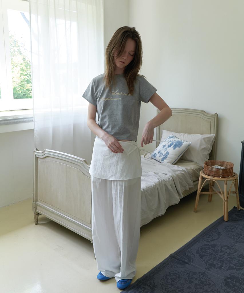 Aente Sheer Wide Pants- Ivory