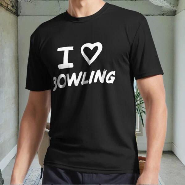 New I Love Bowling for Bow Active Logo Men s Black T shirt Funny Size S to 5XL L