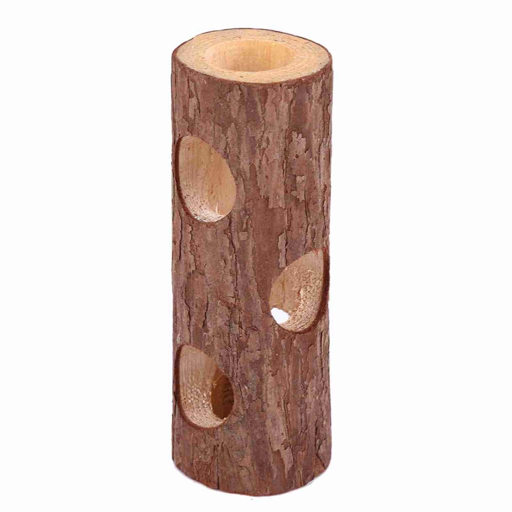 Wooden Animal Tunnel Exercise Tube Chew Toy for Rabbit Ferret Hamster Guinea Pig