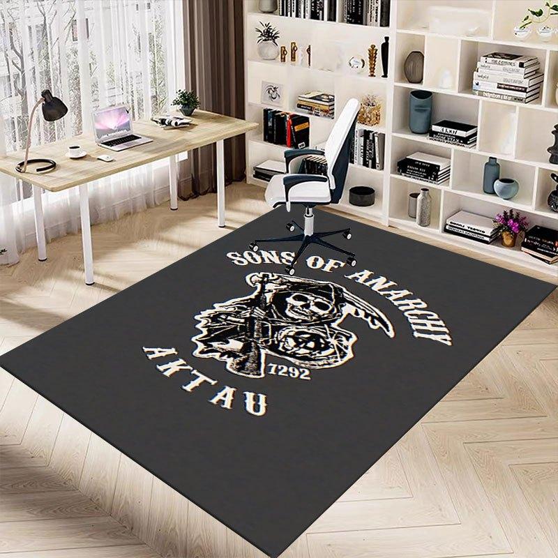 1pc Sons of Anarchy Themed Office Carpet Chair Mats - Durable Polyester Rug for Home Theater, Office, Dorm Room Decor - tA35