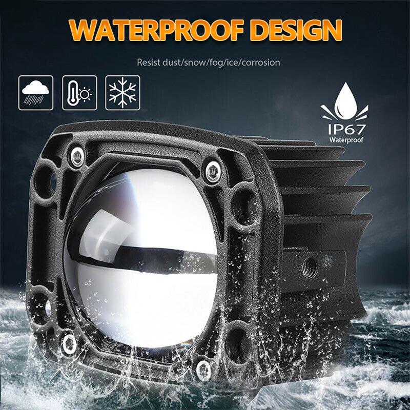 3 Inch 8D Led Lens Work Light 40W Dual Color 3Inch Fog Lamp Driving Beam Square Round For Off Road 4Wd Truck Suv Atv Motorcycle