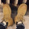 Chaussures de Mode Printemps Hiver Résistantes Cuir Véritable Bottes de Moto Semelle Souple Travail Antidérapantes Bottes Jaunes pour Hommes Femmes Bottes