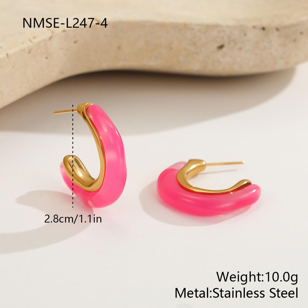 Color Retro Amber Resin K Gold Earrings French Light Luxury ins Premium Maillard Stud Earrings Women