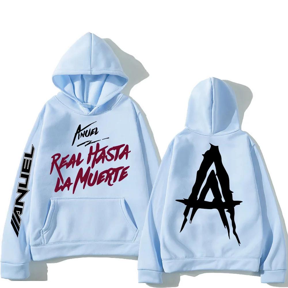 Anuel AA Graphic Printing Hoodie with Pocket Harajuku Fleece Sweatshirt Long-sleeved Punk Clothing Unisex Vintage Soft Pullovers