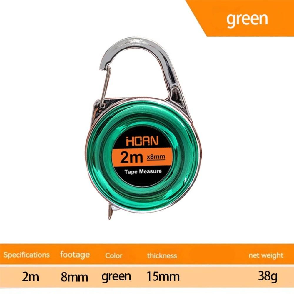 2m Mini Keychain Tape Measure Precise Steel Tape Measure Soft Tape Measure  for Tailor Cloth 2m зелёный