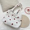Flower Embroidery Plush Women's Shoulder Bags Winter Faux Lamb Wool Plaid Vest Bags Sweet Floral Furry Tote Large Handbags Purse