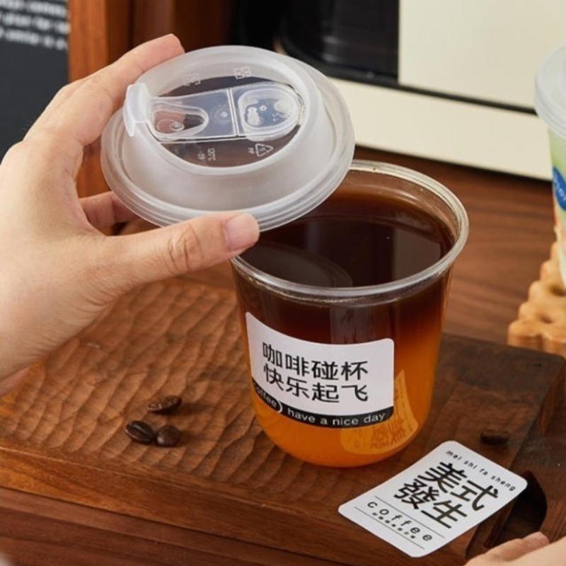 Clear U-shaped Coffee Cups Lidded 10Pcs Disposable for Milk Tea Drinking Pleasure