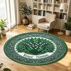 Floral Flowers (139) Theme Circular Crystal Velvet Carpet Customized Name & Text Round Soft Floor Rug For Living Room Bedroom Decor