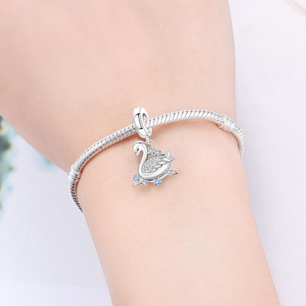 Copper Ginkgo Biloba,White Swan With Stone Charms Beads Fit Original Bracelet Necklace Fine Jewelry Women Diy Gifts