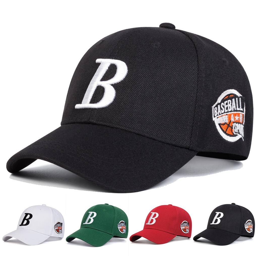 Unisex B Letter Embroidery Side Basketball Baseball Caps Spring Autumn Outdoor Adjustable Casual Hats Sunscreen Hat