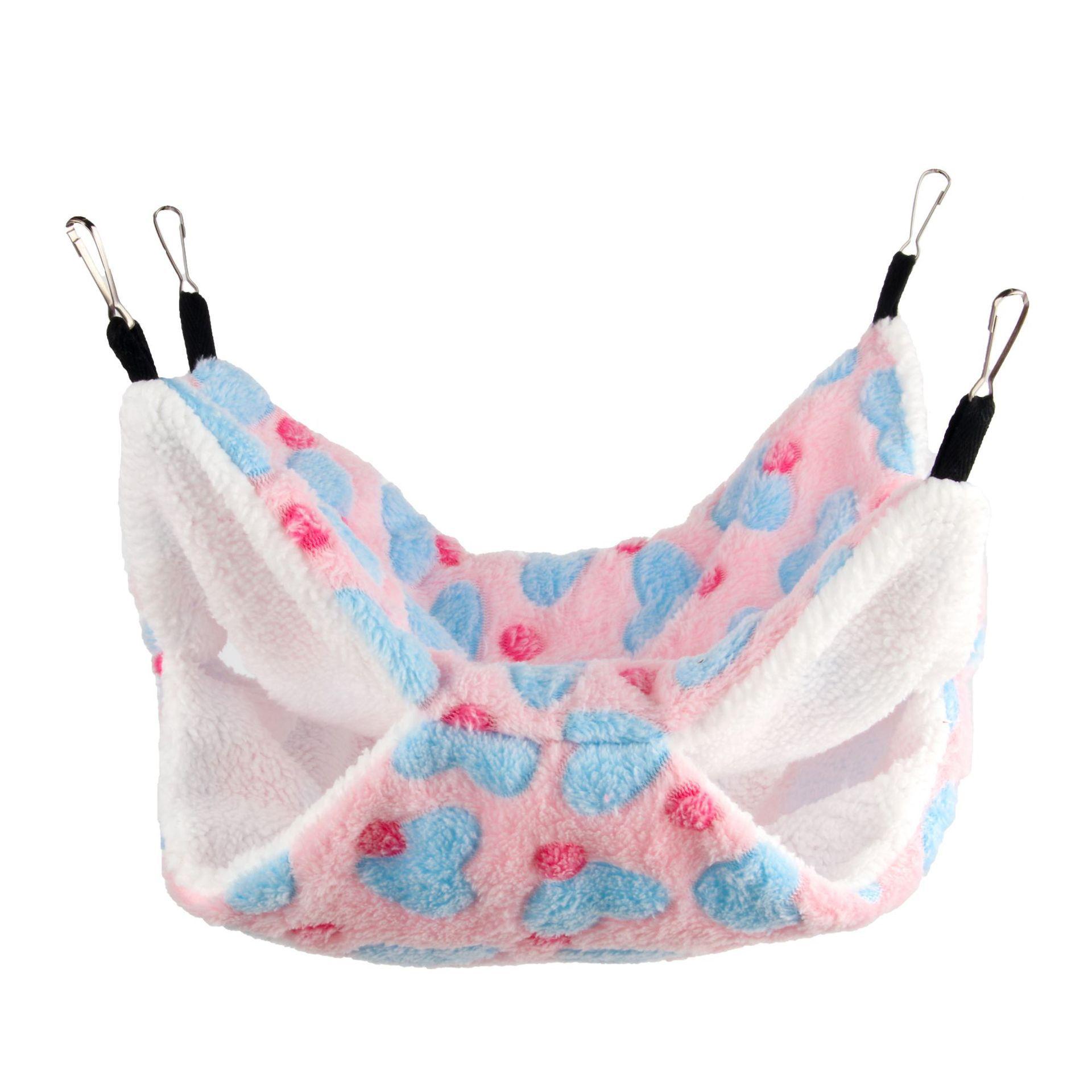 

Hammock for Rat Guinea Pig Hamster Cage Double Thick Plush Warm Hanging Tree Bed Small Animal House Nest Sleeping Bag Pet Supply S-20x20cm рожевий