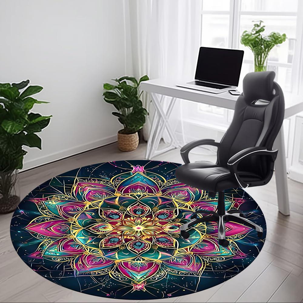 1PC Mandala Artwork Chair Carpet for Office Non-Slip, Lightweight, Machine Washable Rug for Office, Sleeping, Room - Holiday DecorPolyester,